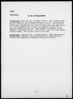 USS HALLIGAN > War Diary, 3/1-31/44