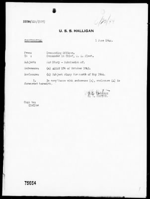 USS HALLIGAN > War Diary, 5/1-31/44