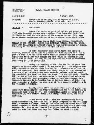 USS WALLER > Act Rep of Ops During The Occupation of Saipan Island, Marianas, 6/16-22/44