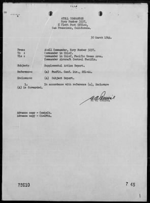 COM ENIWETOK ATOLL > Supplemental Act Rep of Air Attack by Jap Planes on Eniwetok Atoll, 3/8/44