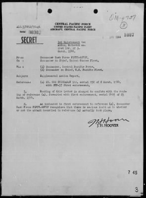 COM ENIWETOK ATOLL > Supplemental Act Rep of Air Attack by Jap Planes on Eniwetok Atoll, 3/8/44