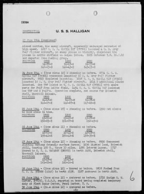 USS HALLIGAN > War Diary, 6/1-30/44