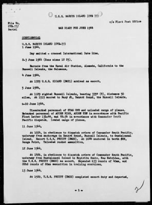 USS MARCUS ISLAND > War Diary, 6/1-30/44