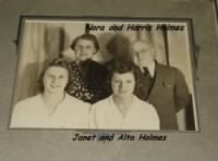 The Harris Holmes Family with wife Nora and daughters Alta and Janet.