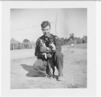 321stBG,445thBS, Capt Dan with the PUPPY - Mascot of the Squadron /Corsica, 1944