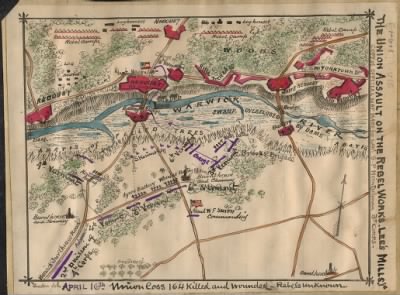 Yorktown > The Union assault on the Rebel works. Lee's Mill Va.