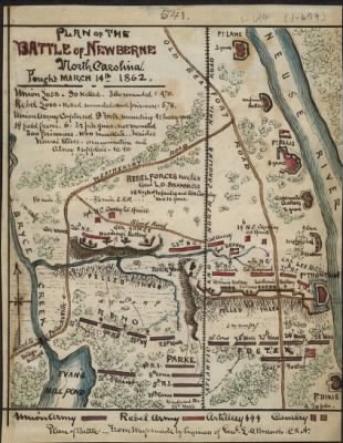 New Bern, Battle of > Plan of the Battle of Newberne [!] North Carolina : fought March 14th 1862.