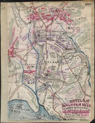 Thumbnail for Malvern Hill, Battle of > Battle of Malvern Hill showing Magruder's 1st attack June 30th.