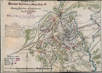 Bull Run, 2nd Battle of (Manassas) > Plan of the second Battle of Bull Run Va. Showing position of both armies at 7 p.m. 30th Aug. 1862.
