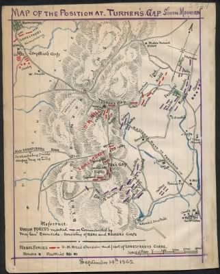 South Mountain, Battle of > Map of the position at Turner's Gap. South Mountain.