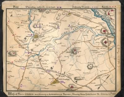 Fairfax County > Map of Falls Church and vicinity of Lewinsville, Virginia : shewing [sic] Union picket lines October 30th 1862.