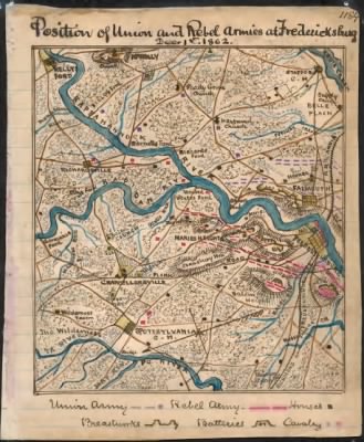 Fredericksburg, Battle of > Position of Union and Rebel armies at Fredericksburg, Decr. 1st 1862.