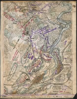 Chancellorsville, Battle of > Map shewing [sic] advance of 6th Army Corps (Genl. John Sedgwick U.S.A.) to assist Gen. Hooker at Chancellorsville.