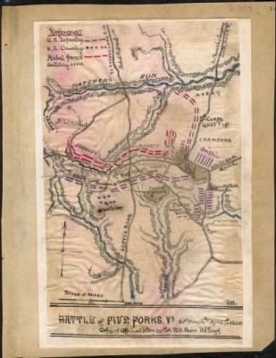 Five Forks, Battle of > Battle of Five Forks 31st March and April 1st 1865. Copy of official plan by Col. W. H. Paine U.S. Engrs.