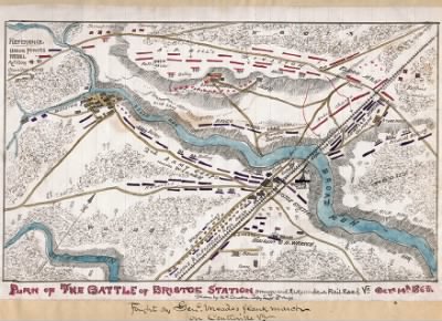 Bristoe Station, Battle of > Plan of the Battle of Bristoe Station, Orange and Alexandria Railroad, Va., Octr. 14th 1863.