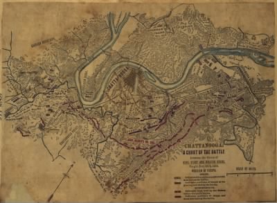 Missionary Ridge, Battle of > Chattanooga. A chart of the battle between the forces of Gens. Grant and Braxton Bragg, fought Nov. 24-5 1863.