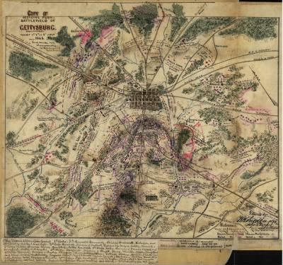 Thumbnail for Gettysburg, Battle of > Copy of official plan of Gettysburg. Pennsylvania, fought 1st, 2nd, 3rd July 1863.