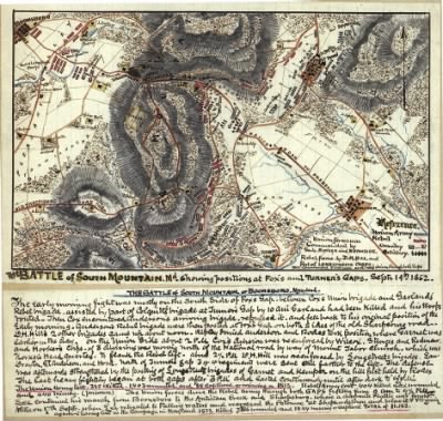 South Mountain, Battle of > The Battle of South Mountain Md. : showing positions at Fox's and Turner's Gaps, Sept. 14th 1862.