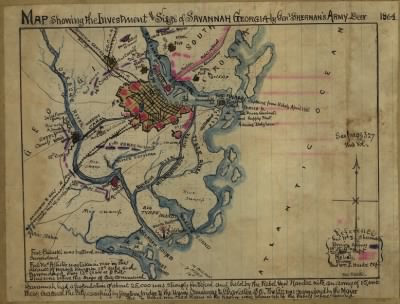 Savannah > Map showing the investment and siege of Savannah, Georgia by Genl Sherman's army Decr 1864.