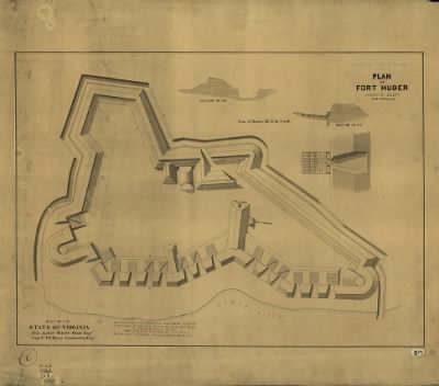 Fort Huger > Plan of Fort Huger, Hardy's Bluff : built by the State of Virginia. Col. Andrew Talcott, State Engr. Capt. E.T.D. Myers, Constructing Engr.