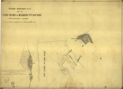 Fort Huger > Map of Fort Huger & Mulberry Pt. Battery with intermediate soundings. Engineer Department of Va.