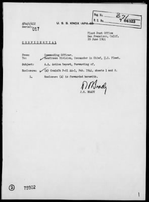 USS KNOX > AA Act Rep, 6/15/44, Off Saipan Is, Marianas