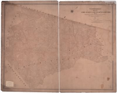 Thumbnail for Southampton, Surrey and Sussex Counties > Map of Surry, Sussex and Southampton counties, Virginia. / From surveys by W. Izard, Lieut. P.E. ; C. E. Cassell[,] C.F.N. Smith, Asst. Engrs. C.S.A. under the direction of A.H. Campbell, Captn. P.E.C.S.A. in charge Topogrl.