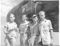 Omer C. Pennington with his flight crew and their plane (a P-61 Black Widow)
