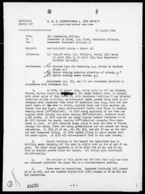 USS DOROTHEA L DIX > AA Action Report, 8/15/44 - Off Coast of Southern France