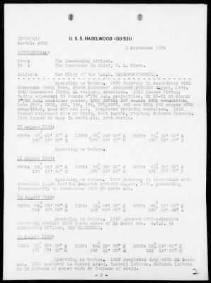 USS HAZELWOOD > War Diary, 8/1-31/44