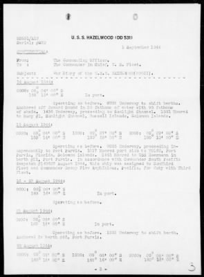 USS HAZELWOOD > War Diary, 8/1-31/44