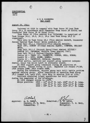 USS CANBERRA > War Diary, 8/1-31/44