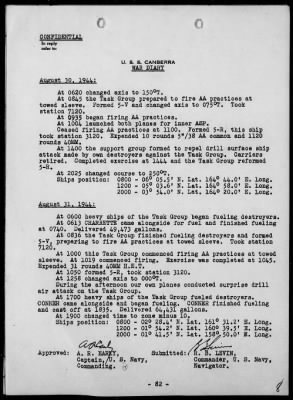 USS CANBERRA > War Diary, 8/1-31/44