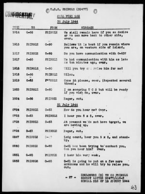 Thumbnail for USS PRINGLE > Rep of Ops, During the Seizure & Occupation of Trinian Is, Marianas, 7/24/44 to 8/12/44