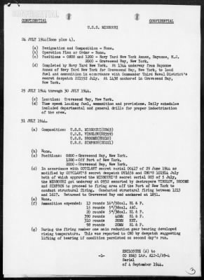 USS MISSOURI > War Diary, 7/24/44 to 8/31/44