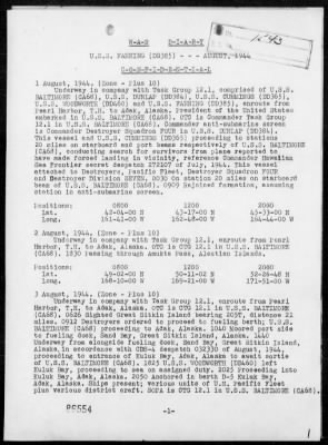 USS FANNING > War Diary, 8/1-31/44