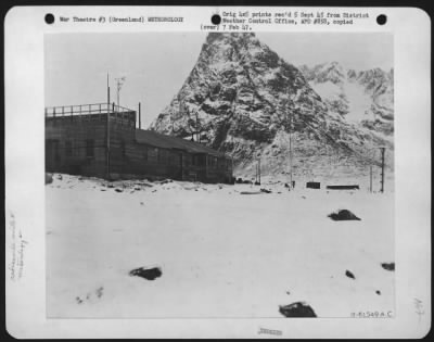 Thumbnail for General > South Corner Of Ikatek Weather Operations Building, Greenland, Showing The Two Radiosonde Antennas.