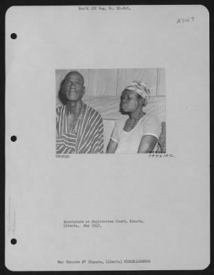 Thumbnail for General > Spectators At Magistrates Court, Kanata, Liberia.  May 1943.