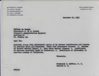 14 Nov 1952 Letter from Captain, Medical Corps, Frederick D. Haffner, M.D.