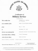 2011 Certificate of Military Service, due to Haffner's 1946 service as First Lieutnt.