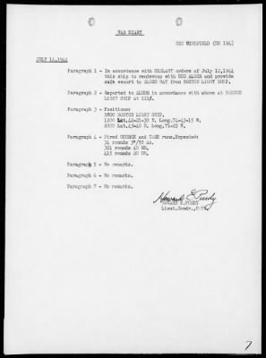 Thumbnail for USS WINGFIELD > War Diary, 7/1/44 to 8/31/44