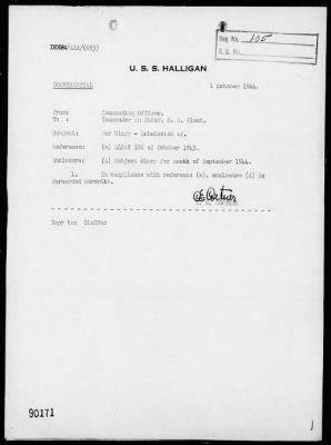 USS HALLIGAN > War Diary, 9/1-30/44