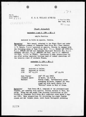 USS TULAGI > War Diary, 9/1-30/44