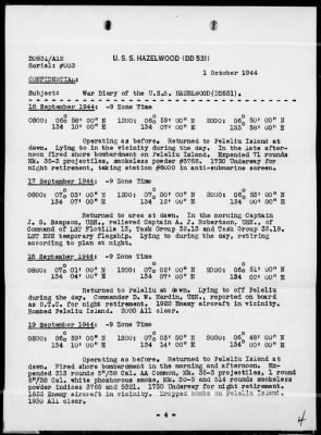 USS HAZELWOOD > War Diary, 9/1-30/44