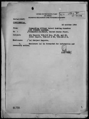 VPB-102 & VPB-116 > VPB 102 ACA Form Rep #8 & VPB 116 ACA Form Reps Nos 26-29 - Rep of Ops Against Enemy Shipping & Aircraft in the Bonin Is, 10/10-12/44