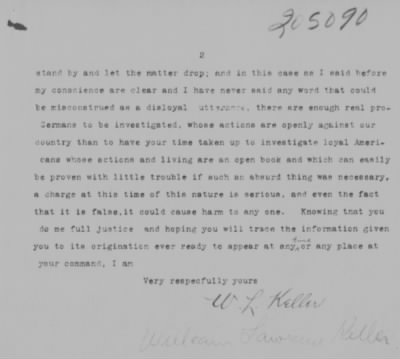 Old German Files, 1909-21 > William L. Killer (#205090)