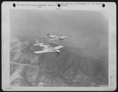 North American > Two P-51 Fighter Escorts For 14Th Air Force C-47 Over China.  24 August 1945.