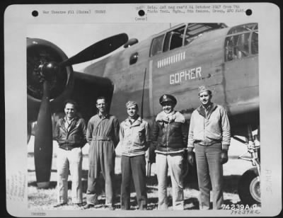 General > A Crew Of The 11Th Bomb Squadron, 341St Bomb Group, Poses Beside Their North American B-25 Plane "Gopher" At An Airfield Somewhere In China, 2 February 1943.  They Are: Capt. Allen P. Forsythe, Houston, Minnesota, Pilot And Squadron Operations Officer Lt.