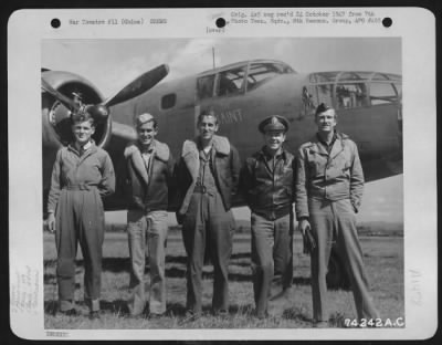 General > A Crew Of The 11Th Bomb Squadron, 341St Bomb Group, Poses Beside Their North American B-25 "The Saint" At An Airfield Somewhere In China, 2 February 1943.  They Are: Lt. C.H. Hagan, Jacksonville, Florida, Pilot Lt. C.L. Bingham, Spanish Fork, Utah, Co-Pil