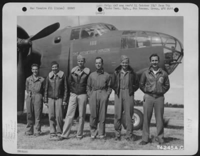 General > Crew Of The 11Th Bomb Squadron, 341St Bomb Group, Poses Beside Their North American B-25 "The Reluctant Dragon" At An Airfield Somewhere In China, 2 February 1943.  They Are: Capt. John C. Ruse, Lagrange, Illinois, Pilot Lt. George E. Robertson, Pasadena,